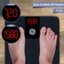 GE Digital Bathroom Scale for Weight, Smart Bluetooth Body Weight and BMI, Electronic Black Weighing Scale for Bath Home, Accurate 400lb Capacity