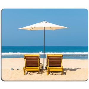 3 x Mouse Pad, Square Mousepad, Personalized Premium-Textured, Non-Slip Rubber Base Mouse Mat, Waterproof Gaming Mouse Pad for Wireless Mouse, Computers, Laptop, Office, Home (Summer Beach)