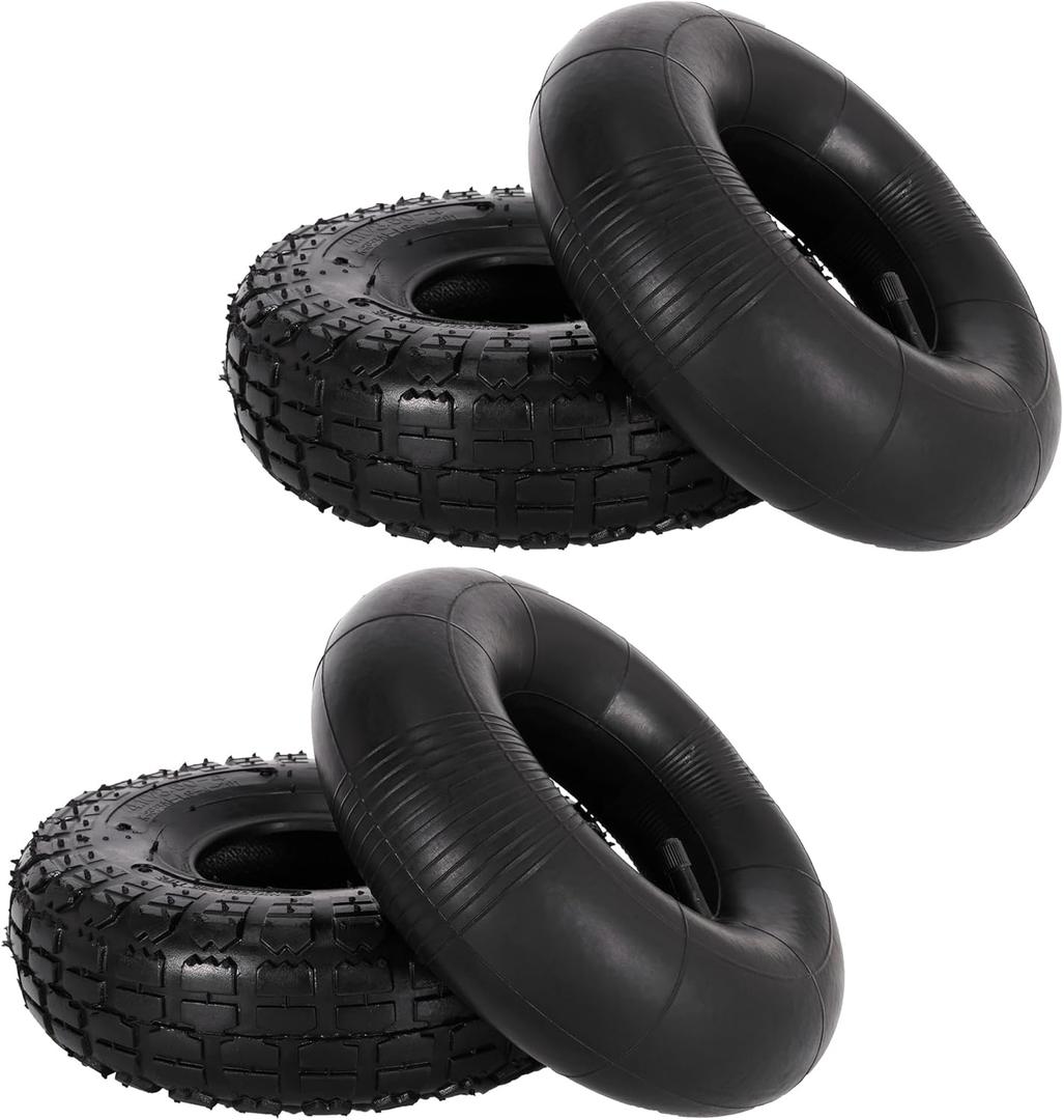 4.10/3.50-4" Heavy-Duty Replacement Tire and Tube 4.10/3.50-4" Pneumatic Tires with TR-13 Straight Valve Stem for Lawn Mower, Wheelbarrows, Hand Trucks, 4" Cart, Tractors, Golf Cart, Dolly, Trailers