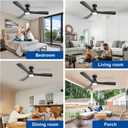 Depuley 52-Inch Ceiling Fans with Lights: Black 3 Blade Flush Mount Low Profile Ceiling Fan for Bedroom - Dimmable Indoor Outdoor Fan with Remote APP Control Ultra Quiet DC Motor Timer