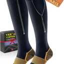 Medical Zipper Compression Socks 20-30 mmHg for Women & Men (2 Pairs) - Easy On Copper Compression Socks for Circulation, Swelling, Odor Control, Athletic, Travel, Flying XL