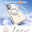 Compatible with Samsung Galaxy S24 Ultra Case with 360Rotatable Magnetic Ring Stand Compatible with Mag-Safe Military Protection Shockproof Transparent Phone Case for S24 Ultra 6.8",Clear
