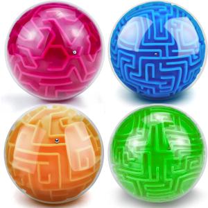 YongnKids 4Pcs 3D Puzzle Maze Ball Brain Teaser Puzzles Maze Game for Kids Adult, Fidget Toy for Motor Skills and Coordination,Kids Autism ADHD Calming Focus Stress Relief Toy