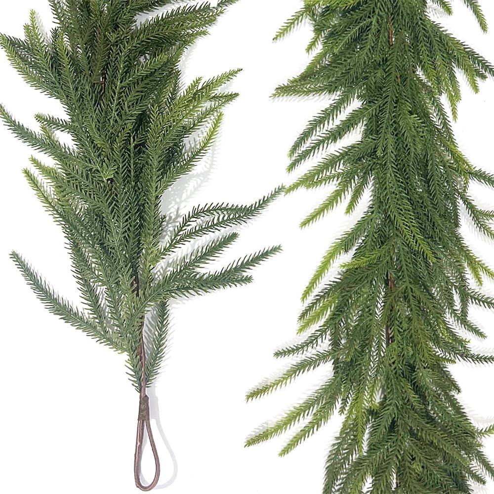 6 Ft Artificial Pine Garland Realistic Faux Christmas Garland for Christmas Mantle Table Front Door Decorations