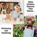 Kids Aprons for Cooking Waterdrop Resistant Aprons for Girl & Boy Toddler Apron for Painting, Gardening, Baking, Smock (Plaid Water Green, Medium (6-10 years)