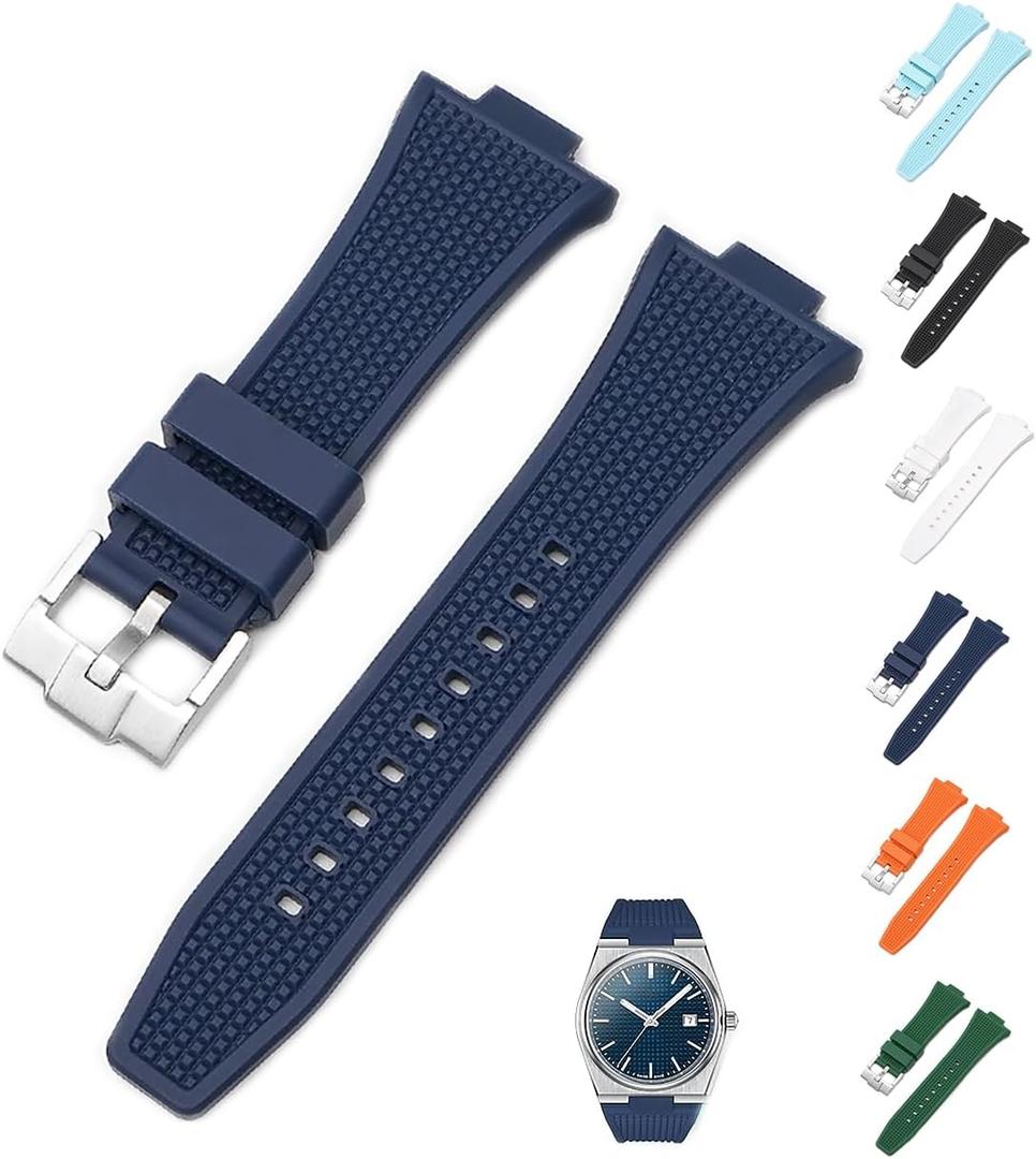 12mm Rubber Band For Tissot PRX Powermatic 80 40mm, Replacement Watch Bands With Buckle For Tissot PRX Series - Multiple Colors (Blue)