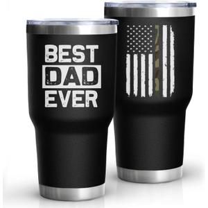 Dad Gifts for Men BEST DAD EVER Tumbler 30 Oz Stainless Steel Insulated Cup Tumbler Coffee Mug with Lid and Straw Mens Father's Day, Christmas and Birthday Gifts Idea