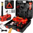 Electric Car Jack Kit 5 Ton 12V Floor Jack with Impact Wrench and Tire Inflator Pump Portable Hydraulic Car Jack for SUV Sedans Tire Change with LED Light, Lifting Height 6 to 17.7 Inch