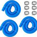 1-1/2-Inch Pool Hoses for Above Ground Pools with Clamps - 1.5" Diameterd Replacement Pool Pump Hose Compatible with Intex Coleman Skimmer Surface Pool Pump (Blue -3 Pack)