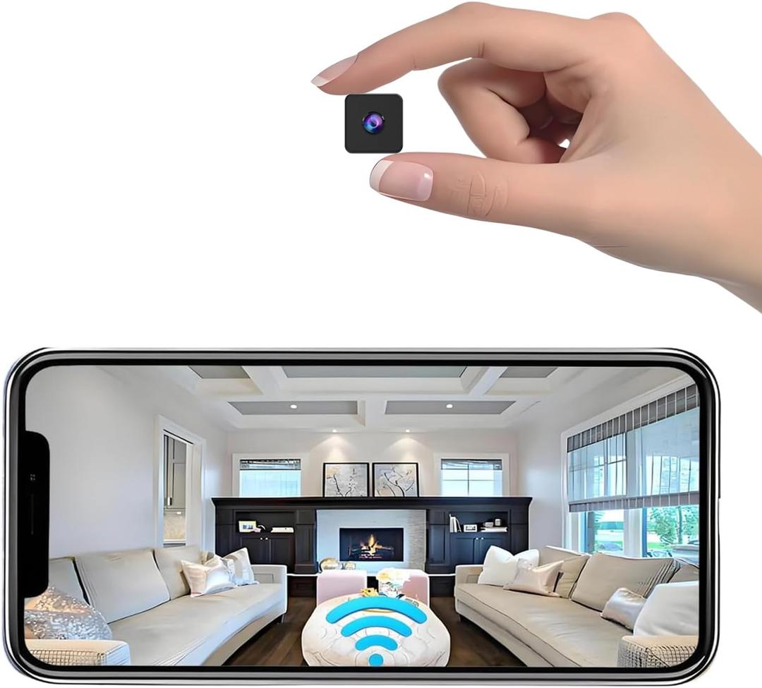 Mini Wireless Camera Home Security Cam Indoor HD Camera Small Smart WiFi House Portable Cameras Tiny House Nanny Body Cam Battery Life Powered Body Cameras 150 Wide Angle Night Vision Motion Detection (Black)
