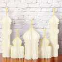 3 PCS Ramadan Party Decorations Ramadan 3D Honeycomb Centerpiece Eid Mubarak Centerpieces Islamic Table Decoration for Home Office Party Supplies(White)
