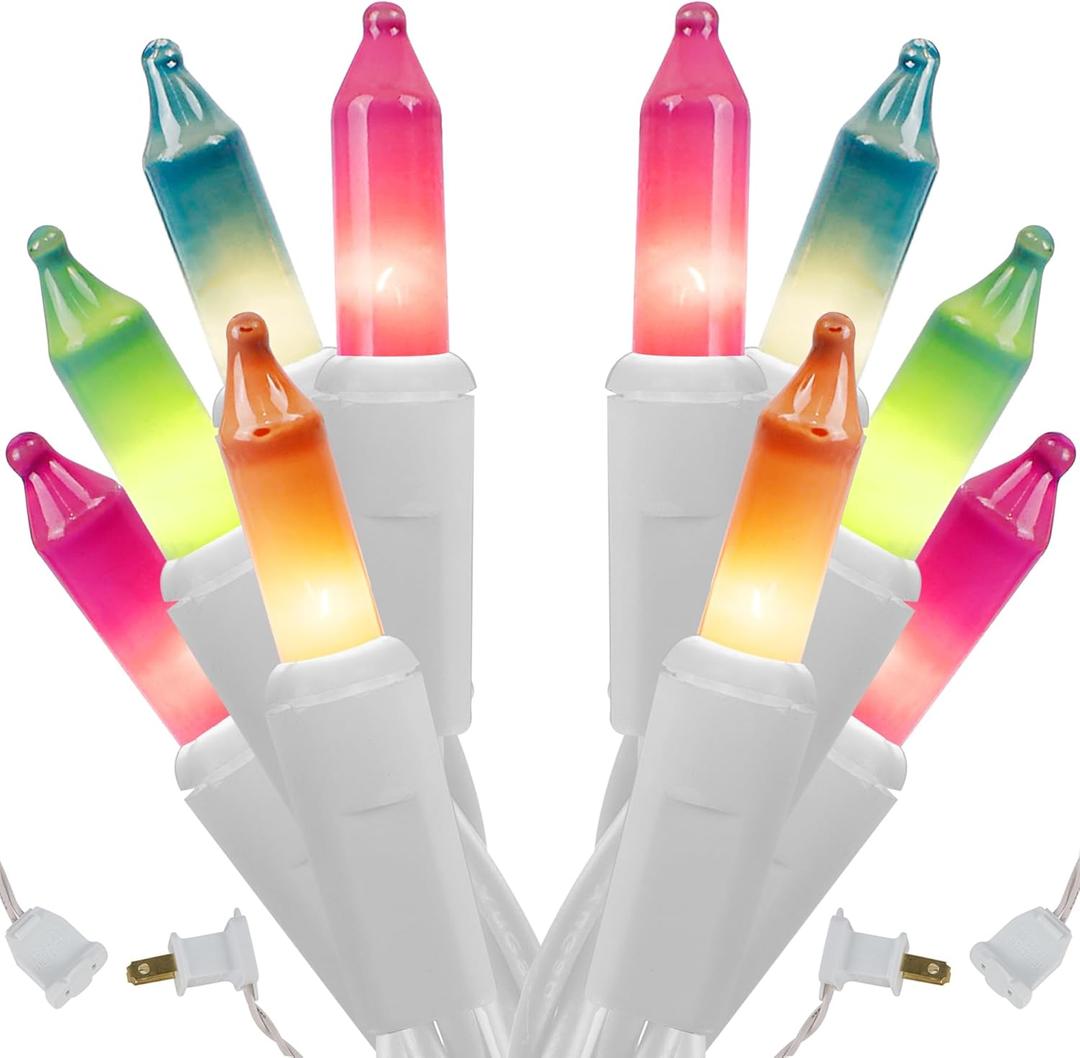 WATERGLIDE 2 Pack Easter String Lights, Christmas Lights, 100 Count 20FT White Wire Mini Pastel Fairy Lights, 120V UL Certified for Patio Wreath Garland Garden Outdoor Indoor Decoration, Multicolor