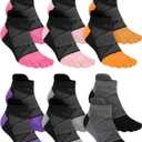 Fourluoo 6 Pairs Women Men Ankle Toe Socks Cotton Warm Crew Toe Separator Socks for Athletic Running 
(8-11, Five-toe, Multicolor)