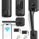 Wi-Fi Front Door Lock Set - HEANTLE Smart Locks for Front Door Built-in WiFi Keyless Entry Deadbolt with Handle Set Fingerprint Smart Electronic Deadbolt, Works with Alexa & Google Assistant Black