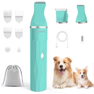 FERRISA 2 in 1 Dog Clippers for Grooming, Dog Hair Clipper for Grooming, Quiet Small Pet Grooming Kit, Electric Pet Hair Trimmer, Waterproof Cat Clipper with 2 Trimming Heads