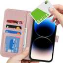 for iPhone 14 Pro Max Case Wallet with Card Holder,for iPhone 14 Pro Max Wallet Case for Women Men,PU Leather Shockproof Magnetic Buckle Stand Flip Phone Case-Rose Gold