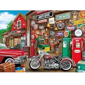 500 Piece Puzzle for Adult,Antiques Garage Puzzle for Adult,Retro Car Style Jigsaw Puzzle,Home Decor,Interlock Perfectly Letter on Back No Dust,Challenging Family Game for Friends Men Women,20.5*15 In