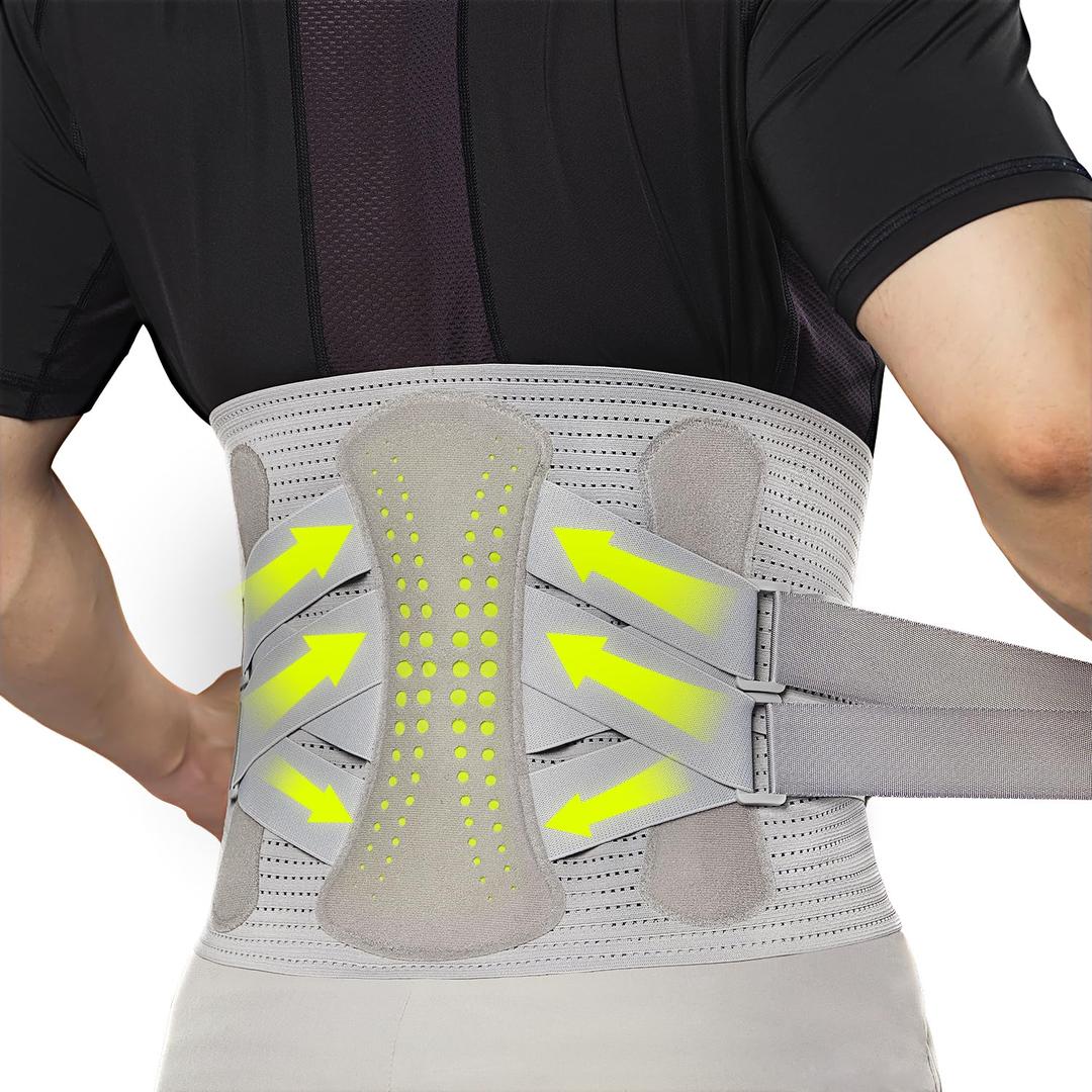 Back Brace for Men Lower Back Pain Women Relief with 360-Degree Biochemical Hug Support without Suspenders Back Support Belt Soft Breathable Fabric Lumbar Support for Herniated Disc Sciatica S (Dune)