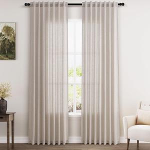 Apricot Linen Curtains 84 Inches Long for Bedroom Back Tab Light Filtering Privacy Semi Sheer Curtains Modern Farmhouse Decor Apricot Cotton Textured Curtain for Living Room 2 Panels Set 52x84 Inch (52"W x 84"L (Pack of 2))