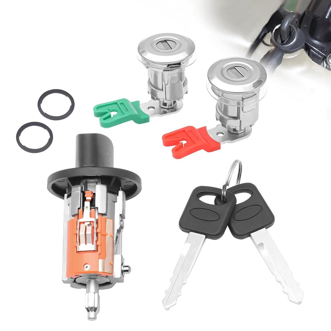Ignition Switch Door Lock Cylinder Kit for Ford, Ignition Switch Lock Cylinders Keys fit 97-08 Ford E150 E250 E350 Ranger Ignition Locks Cylinder, 96-07 Explorer Aerostar, Replace LC6177 DL5886 597638