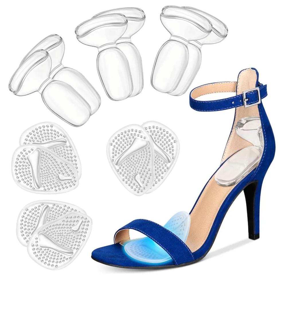 ONUEMP Heel Cushion Inserts and Metatarsal Pads for Women, 3 Pairs Heel Grips and 3 Pairs Ball of Foot Cushions, Silicone Shoe Pads Insoles for High Heels, Blister Prevention for Too Big Shoes