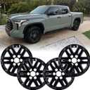 18" Gloss Black Wheel Skins Set for 2022-2026 Toyota Tundra Alloy Wheel & for 2023-2026 Toyota Sequoia, ABS Plastic Cover Hubcap Fits Directly Over OEM Wheel No. 42611-0C280, 42611-0C290