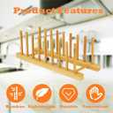 Bamboo Dish Drying Rack Kitchen Cabinet Organizer, Plate Pot Lid Organizer, Wooden Drying Rack Stand Drainer for Dish, Pots, Lids, Bowls, Cups, and Cutting Boards and Books (4PCS)