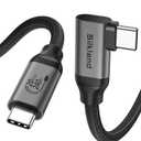 Silkland USB C Monitor Display Cable Right Angle 5FT [5K/4K@60Hz 8K@30Hz], 90 Degree USB C 3.2 Gen 2x2 Video Cable, 20Gbps Data Transfer, 240W Fast PD Compatible for MacBook Pro, iPad, iPhone 16