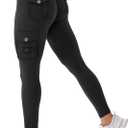 YEOREO CoreFlex Workout Cargo Leggings with Pockets for Women Hidden Scrunch Butt Lifting Leggings Gym Yoga Pants (XX-Large, Black)