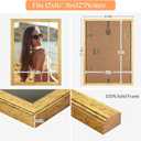12x16 Wood Picture Frame Gold, Ornate Natural 16x12in Frame, Modern Golden 12 x 16 inch Gallery Wall Photo Poster Frame with HD Plexiglass, Horizontal Vertical Wall Mounting Display 1pcs