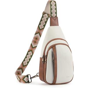 CLUCI Crossbody Bags for Women Men,Leather Sling Bag Cross Body Backpack for Woman Gifts for Women Birthday Unique (0-4a Beige With Brown)