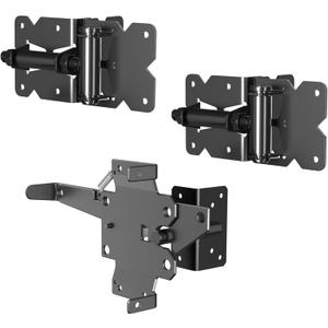 Set of self Closing Fence Gate Hinge and Latch for Single gate - Carbon Steel - Powder Coated - Easy to Install
