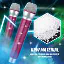 Sanwuta Glitter Prop Microphone, Rhinestone Fake Microphone, Sparkly Bling Toy Mic for Pretend Play Lip Sync, Cosplay Costume Accessories, Disco Karaoke Party Favors(Silver Pink)