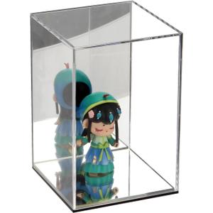 Clear Acrylic Display Case with Mirrored Back and Base, Assemble Countertop Storage Box Stand Organizer, Cube Dustproof Display Box Showcase for Action Figures Doll Models Toys, 4x4x6Inch