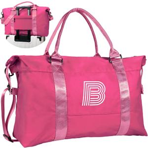 Vogewood Teen Girl Gifts Trendy Stuff, Birthday Gift, Girl Travel Bag, Sports Bag, Personalized Weekender Bag, Monogram Overnight Bag Gift for Her (Letter B) (Hot Pink)