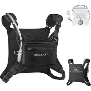 Zelvot Running Vest with 1L Water Bladder, USA Original Patent, Adjustable Reflective Running Hydration Vest, Lightweight Chest Pack for Men Women for Hiking, Cycling (Black, M/L)