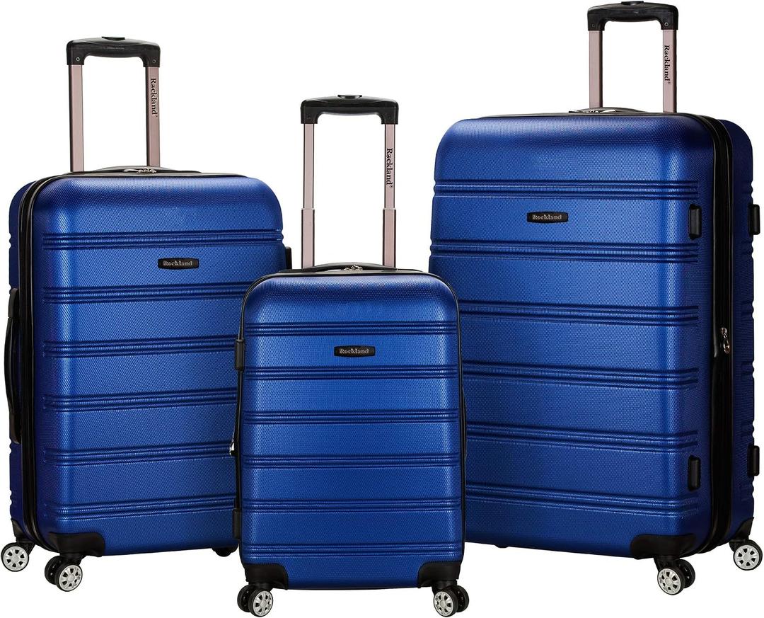 Rockland Melbourne Hardside 3 Piece Expandable Spinner Wheel Luggage Set, (20"/24"/28"), Blue
