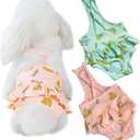 2 Pieces Dog Diaper with Suspender Washable Sanitary Pantie Reusable Puppy Sanitary Pants Cute Pet Underwear Diapers Jumpsuits for Small Female Dogs Girl in Heat Period (M) (M(5-7LB))
