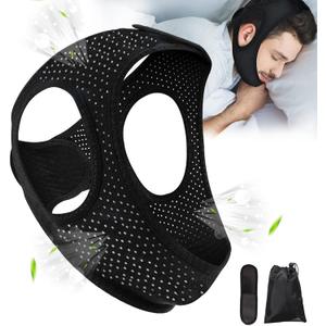 Forzacx Anti Snore Chin Strap - Breathable Chin Strap Snoring Solution, Effectively Reduce Snoring, Non-Stick Hair, Don't Fade - Black