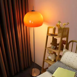 Bofea-Mid Century Floor Lamps,Mushroom Floor Lamp with Orange Glass Shade | Dimmable Reading Lamp,Ambiance Lighting,Orange Tall Lamps for Living Room Corner,Bedroom Home Decor ﻿11.81"D x 11.81"W x 63"H