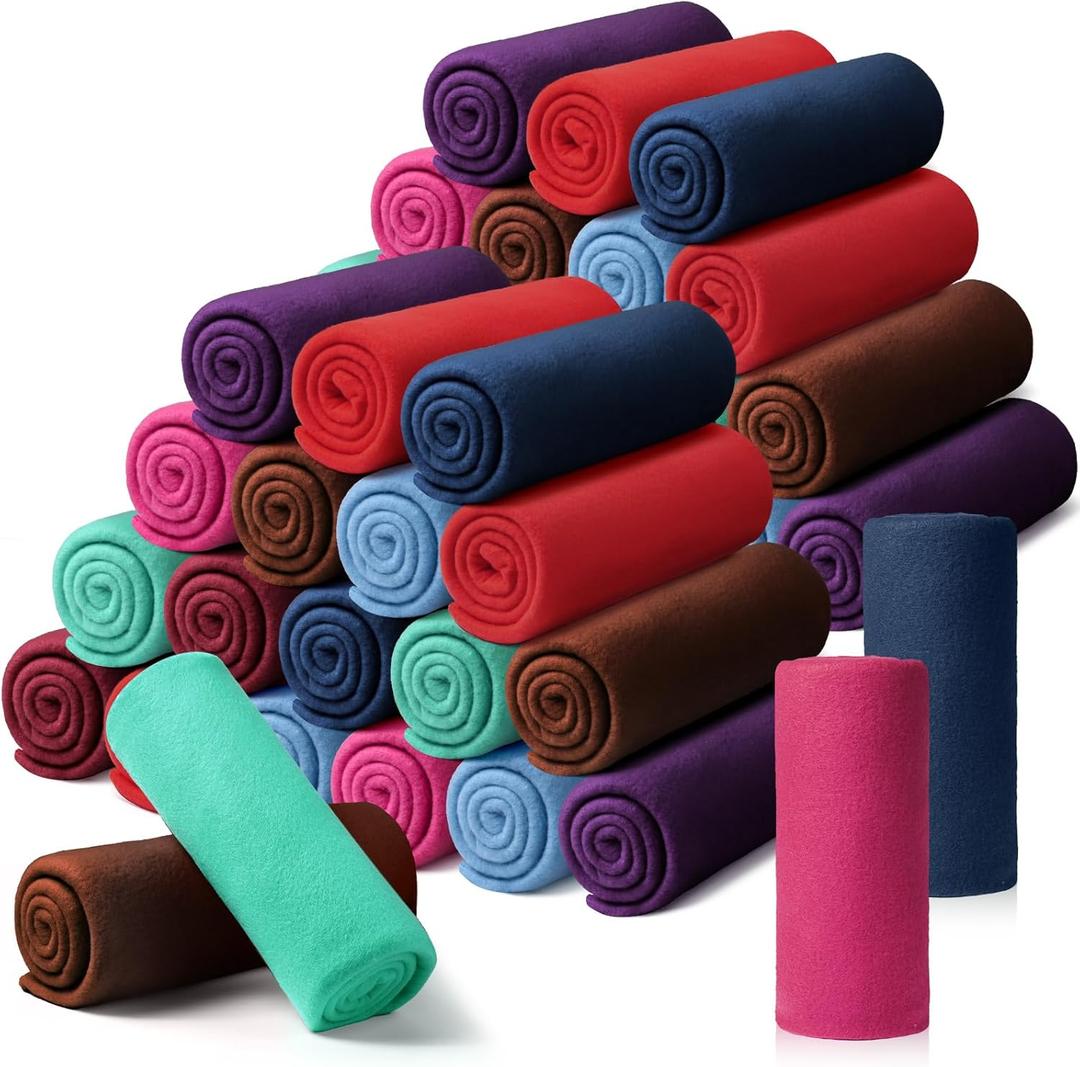 Kinlop 40 Packs Fleece Blanket Bulk 60 x 50 Inch Soft Lightweight Fleece Cozy Blanket Warm Throw Plush Pet Throw for Bed Couch Sofa Home Office Wedding Gifts Travel Camping (Elegant Color)