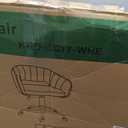 VECELO Velvet Accent Chair Set of 2,Vanity Chair with Gold Base Embrased Backrest,Home Desk Chair Sofa Armchair with 360Wheels Adjustable Height for Bedroom Living Room,Pearl White