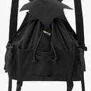 KUOIN Medieval Drawstring Backpack, Vintage LARP Renaissance Bag Ren Fair Fantasy Accessories (Black)