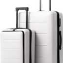 Coolife Luggage Suitcase Piece Set Carry On ABS+PC Spinner Trolley with pocket Compartment Weekend Bag (White, 2-piece Set)