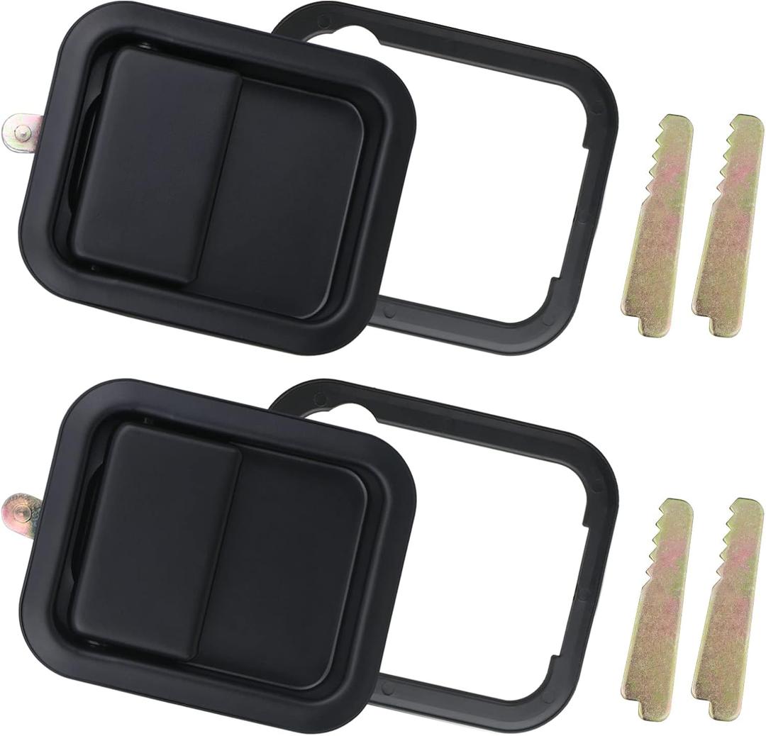 APPERFiT Exterior Door Handles w/Keepers Compatible with Jeep Wrangler YJ TJ 1991-2006 with Full Doors Replaces 55176382AE 55176383AE 79398 79399