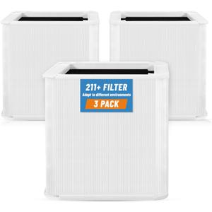 3 Pack 211+ Replacement Filters Compatible with Blue Pure 211+ Air Purifier, Consists of H13 True Filter and Activated Carbon, Collapsible Air