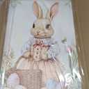Framed Easter Bunny Wall Art, Vintage Holiday Decor Oil Painting, Rustic Farmhouse Spring Animal Wall Decor, Cute Rabbit Easter Eggs Canvas Print Paintings for Living Room Bedroom Nursery 16x24 Inch