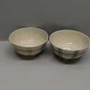 Creative Co-Op 2-Piece Hand-Painted Stoneware Bowl Set with Grid Pattern, White