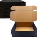 24 Pack 9x6x3 inch Black Shipping Boxes Cardboard Packaging Boxes for Mailing Shipping Corrugated Cardboard Boxes for Packaging Small Business Craft Flat Shipping Boxes Empty Gifts Giving Products