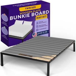 Greaton, 0.75-Inch Heavy Duty Horizontal Wooden Bunkie Board/Bed Slats, 72" x 39", Grey, Twin